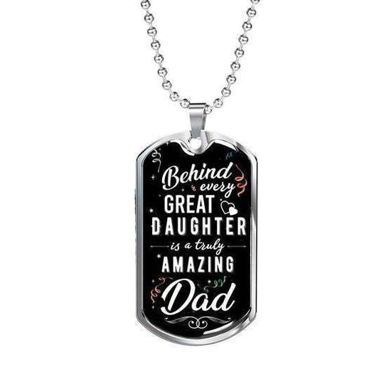 Dad Dog Tag Custom Picture Father’S Day, Behind Every Great Daughter Dog Tag Necklace Gift For Dad V2 Father's Day Rakva