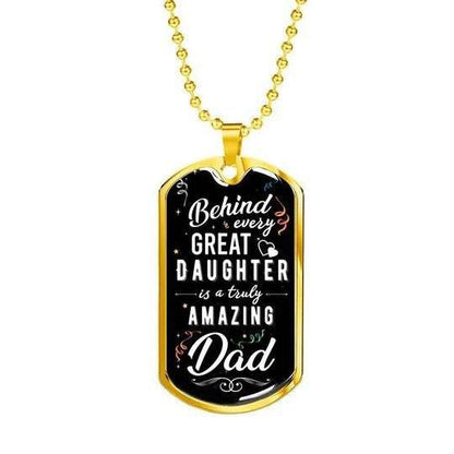 Dad Dog Tag Custom Picture Father’S Day, Behind Every Great Daughter Is A Truly Amazing Dad Necklace For Dad V1 Father's Day Rakva