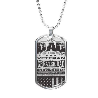 Dad Dog Tag Custom Picture Father’S Day, Behind Every Great Veteran Is A Greater Dad Necklace For Dad Father's Day Rakva