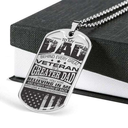 Dad Dog Tag Custom Picture Father’S Day, Behind Every Great Veteran Is A Greater Dad Necklace For Dad Father's Day Rakva