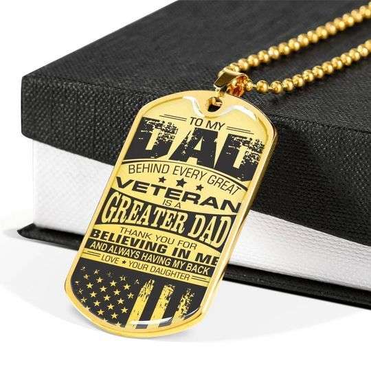 Dad Dog Tag Custom Picture Father’S Day, Behind Every Great Veteran Is A Greater Dad Necklace For Dad Father's Day Rakva