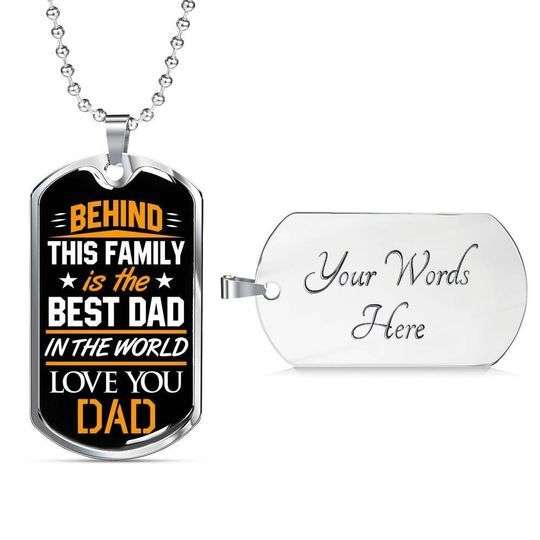 Dad Dog Tag Custom Picture Father’S Day, Behind This Family Is The Best Dad In The World Dog Tag Necklace Gift For Dad Father's Day Rakva