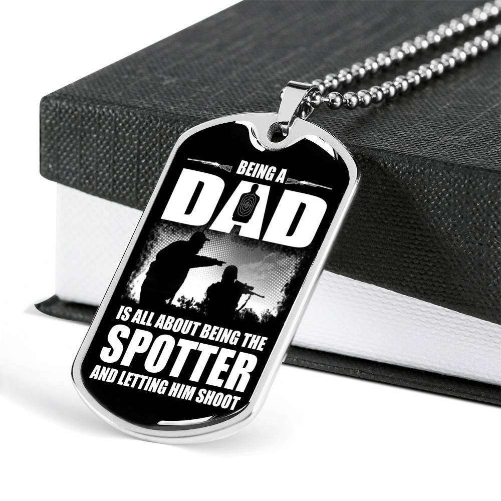 Dad Dog Tag Custom Picture Father’S Day, Being A Dad Is All About Being The Spotter Dog Tag Necklace Father's Day Rakva