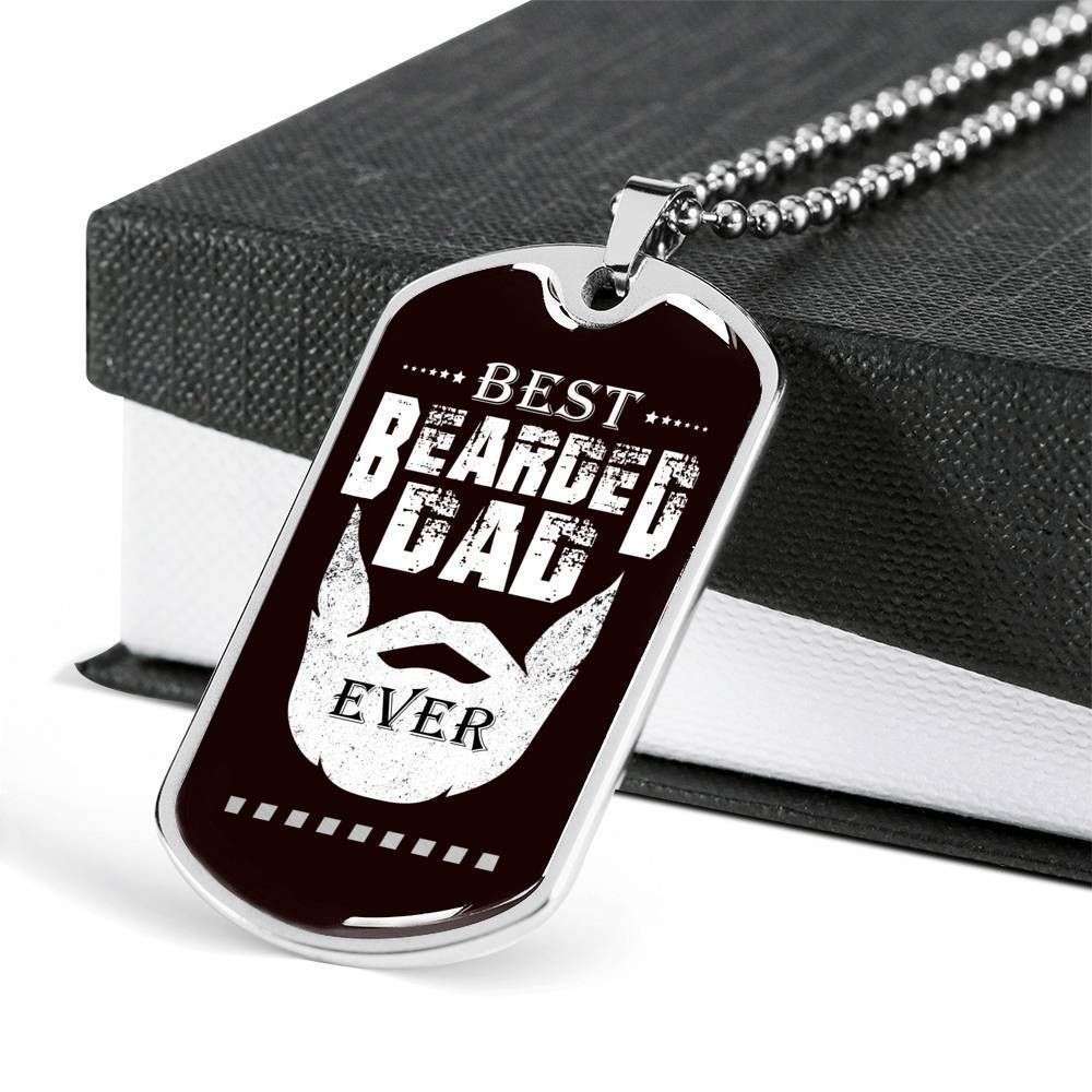 Dad Dog Tag Custom Picture Father’S Day, Best Bearded Dad Ever Dog Tag Necklace For Dad Father's Day Rakva