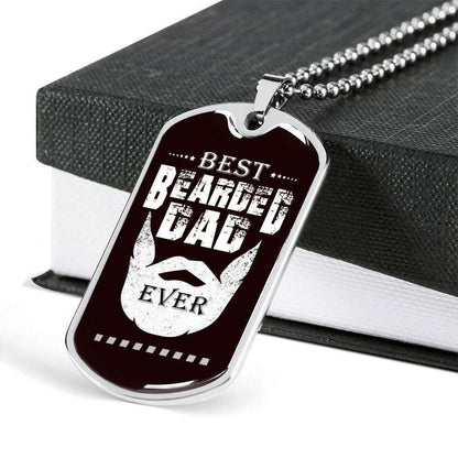 Dad Dog Tag Custom Picture Father’S Day, Best Bearded Dad Ever Dog Tag Necklace For Dad Father's Day Rakva