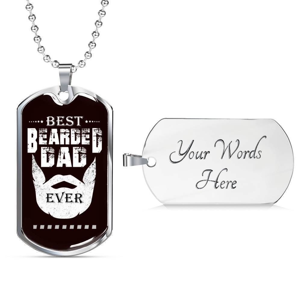 Dad Dog Tag Custom Picture Father’S Day, Best Bearded Dad Ever Dog Tag Necklace For Dad Father's Day Rakva