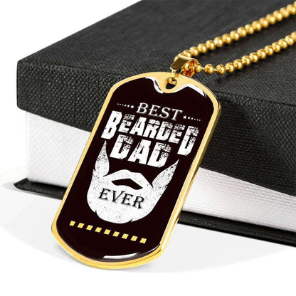 Dad Dog Tag Custom Picture Father’S Day, Best Bearded Dad Ever Dog Tag Necklace For Dad Father's Day Rakva