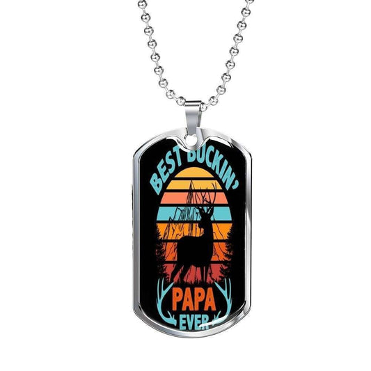 Dad Dog Tag Custom Picture Father’S Day, Best Buckin Papa Ever Dog Tag Necklace Gift For Men Father's Day Rakva
