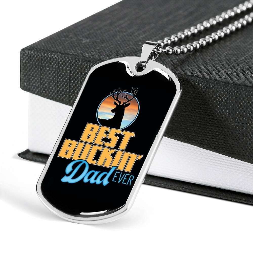 Dad Dog Tag Custom Picture Father’S Day, Best Buckin’Dad Ever Dog Tag Necklace Father's Day Rakva
