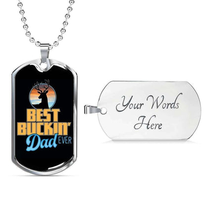 Dad Dog Tag Custom Picture Father’S Day, Best Buckin’Dad Ever Dog Tag Necklace Father's Day Rakva