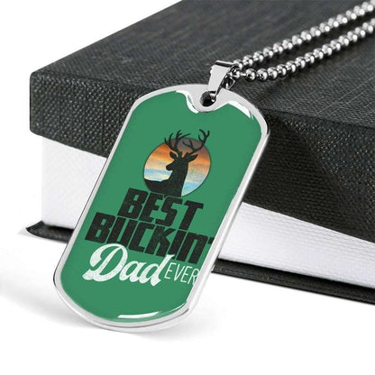 Dad Dog Tag Custom Picture Father’S Day, Best Bucking Dad Ever Green Dog Tag Necklace For Dad Father's Day Rakva
