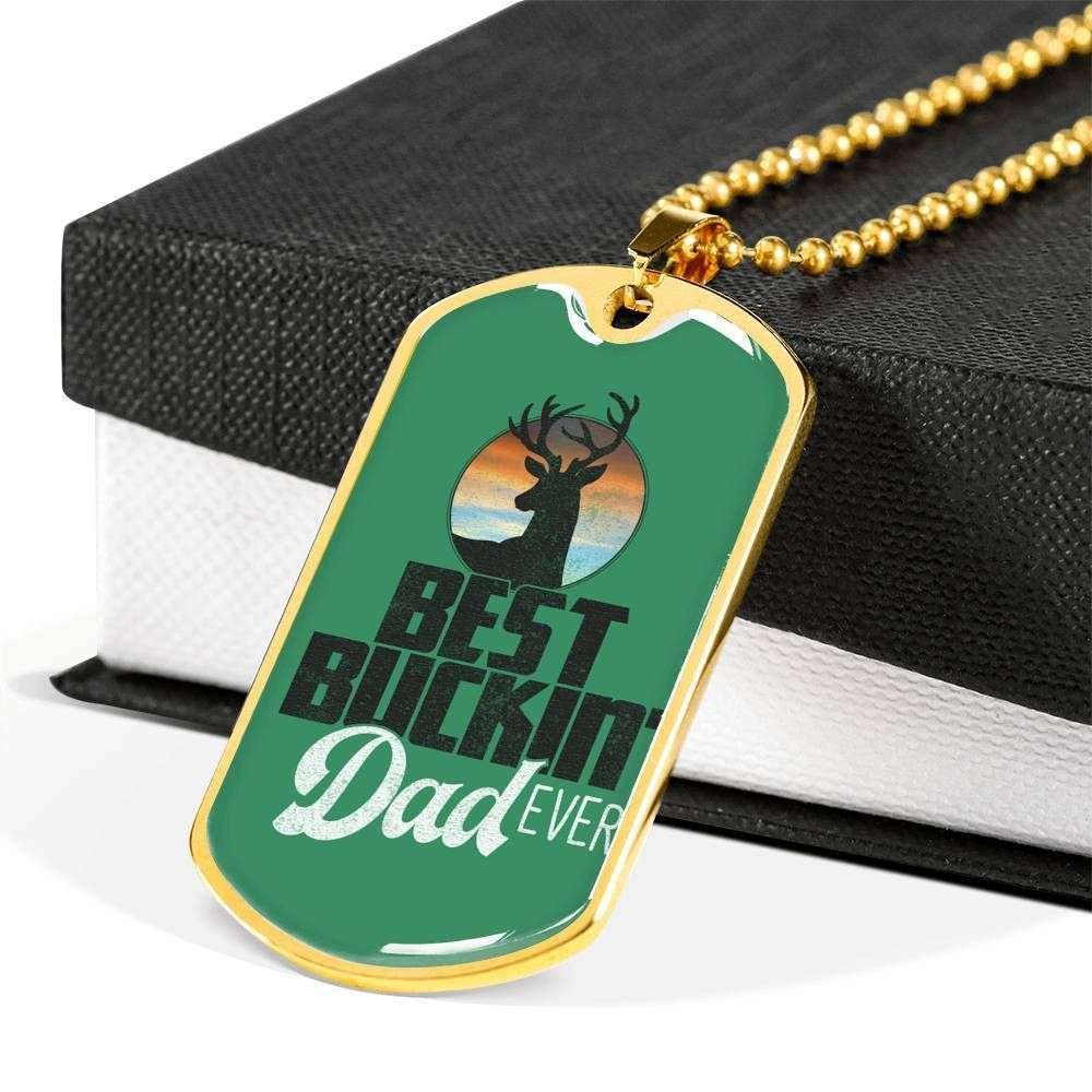 Dad Dog Tag Custom Picture Father’S Day, Best Bucking Dad Ever Green Dog Tag Necklace For Dad Father's Day Rakva