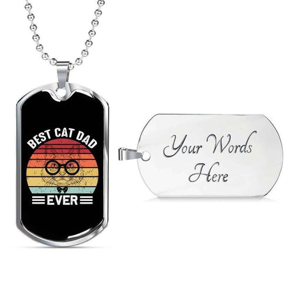 Dad Dog Tag Custom Picture Father’S Day, Best Cat Dad Ever Dog Tag Necklace Gift For Men V1 Father's Day Rakva