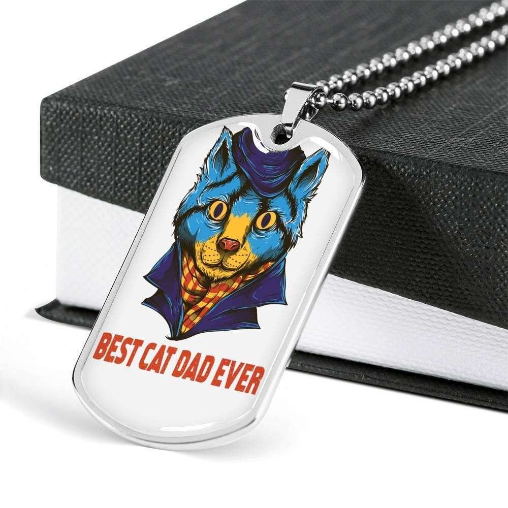 Dad Dog Tag Custom Picture Father’S Day, Best Cat Dad Ever Dog Tag Necklace Gift For Men V3 Father's Day Rakva