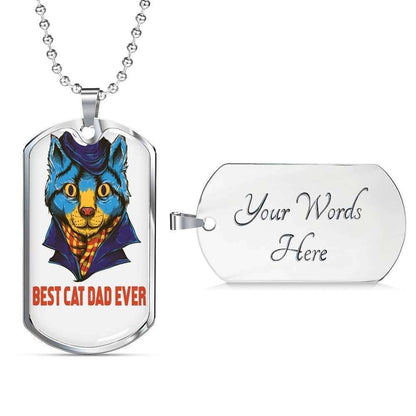Dad Dog Tag Custom Picture Father’S Day, Best Cat Dad Ever Dog Tag Necklace Gift For Men V3 Father's Day Rakva