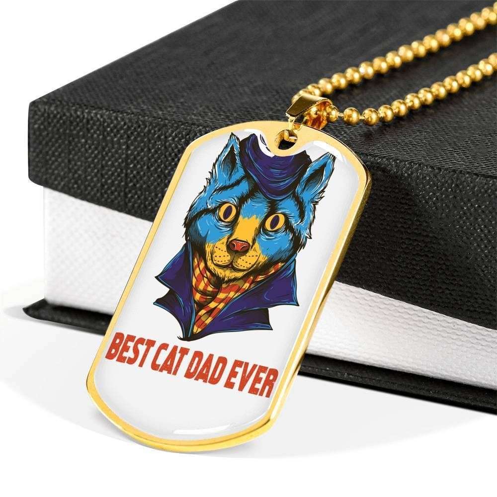 Dad Dog Tag Custom Picture Father’S Day, Best Cat Dad Ever Dog Tag Necklace Gift For Men V3 Father's Day Rakva