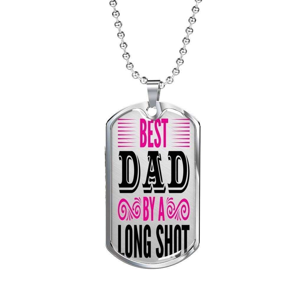 Dad Dog Tag Custom Picture Father’S Day, Best Dad By A Long Shot Dog Tag Necklace Present For Cool Boys Father's Day Rakva
