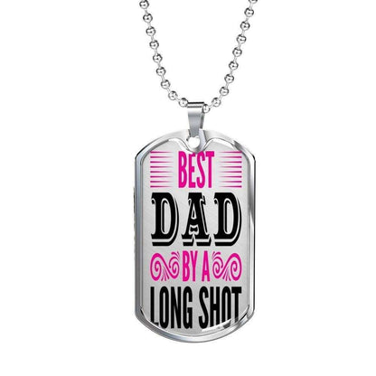 Dad Dog Tag Custom Picture Father’S Day, Best Dad By A Long Shot Dog Tag Necklace Present For Cool Boys Father's Day Rakva