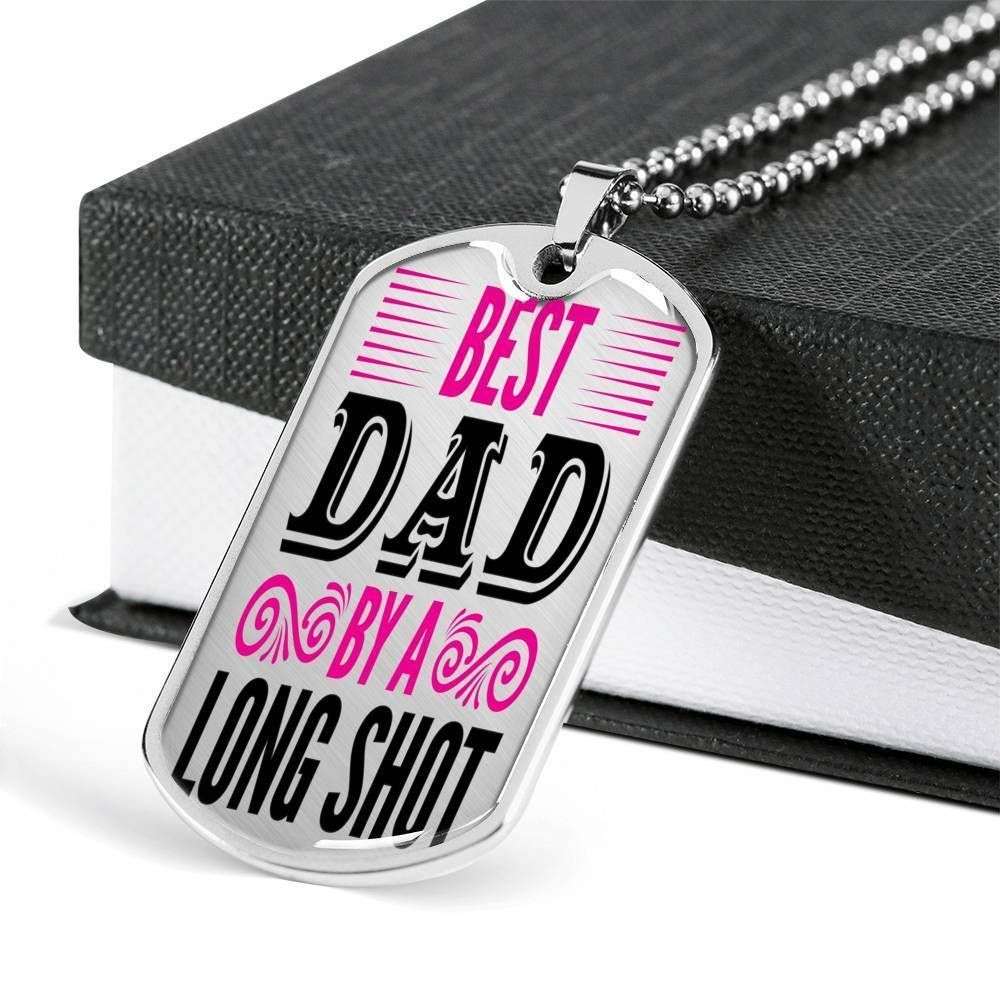Dad Dog Tag Custom Picture Father’S Day, Best Dad By A Long Shot Dog Tag Necklace Present For Cool Boys Father's Day Rakva