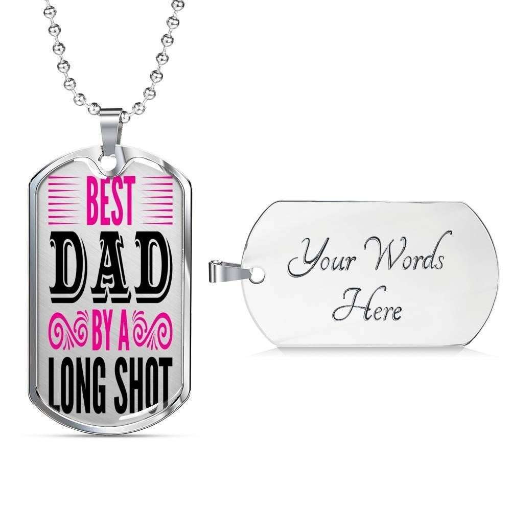 Dad Dog Tag Custom Picture Father’S Day, Best Dad By A Long Shot Dog Tag Necklace Present For Cool Boys Father's Day Rakva