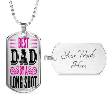 Dad Dog Tag Custom Picture Father’S Day, Best Dad By A Long Shot Dog Tag Necklace Present For Cool Boys Father's Day Rakva