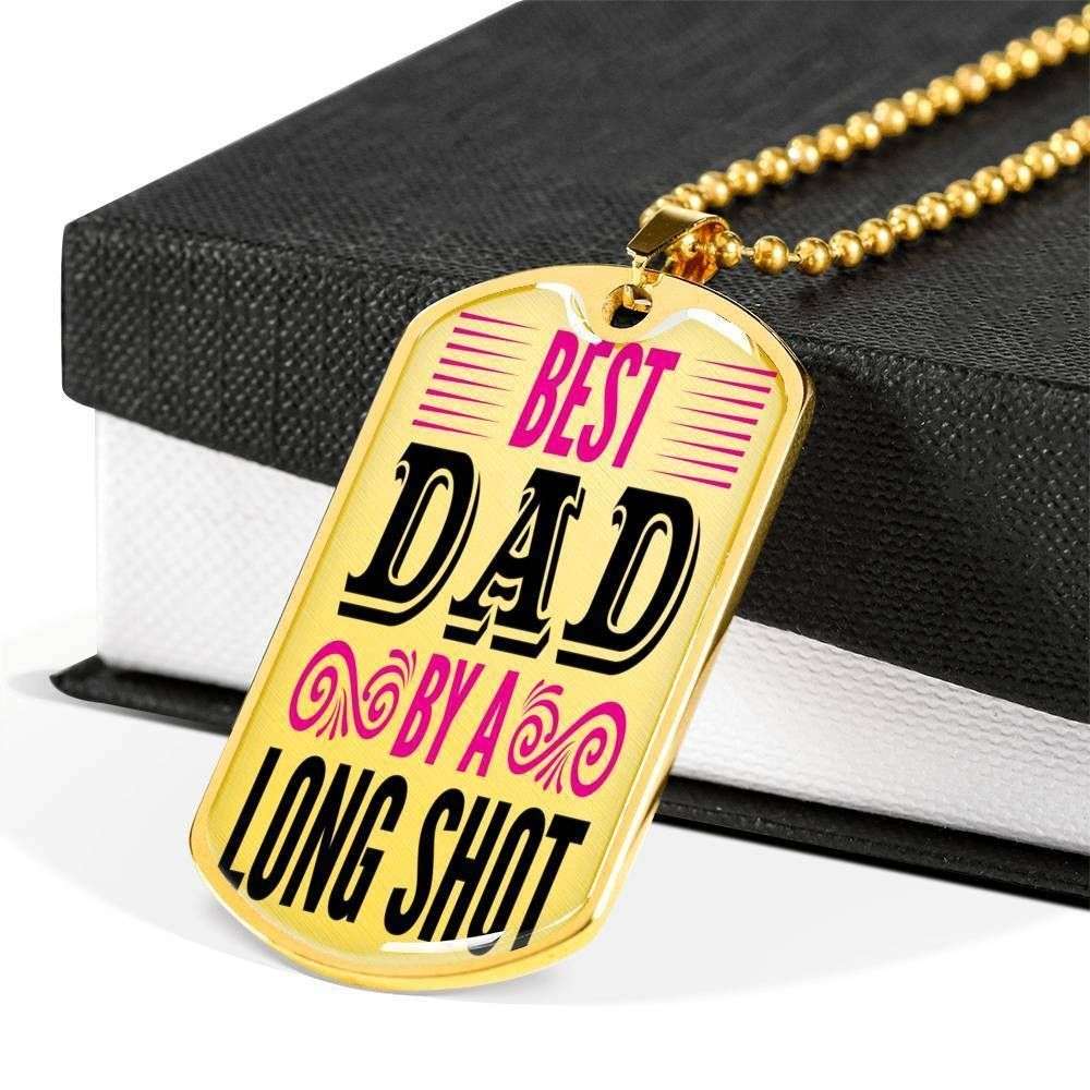 Dad Dog Tag Custom Picture Father’S Day, Best Dad By A Long Shot Dog Tag Necklace Present For Cool Boys Father's Day Rakva