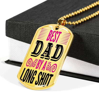 Dad Dog Tag Custom Picture Father’S Day, Best Dad By A Long Shot Dog Tag Necklace Present For Cool Boys Father's Day Rakva