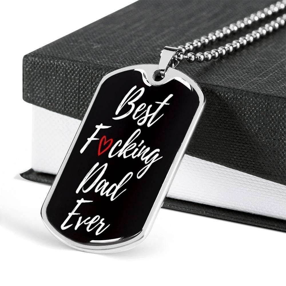 Dad Dog Tag Custom Picture Father’S Day, Best Dad Ever Black Dog Tag Necklace For Dad Father's Day Rakva