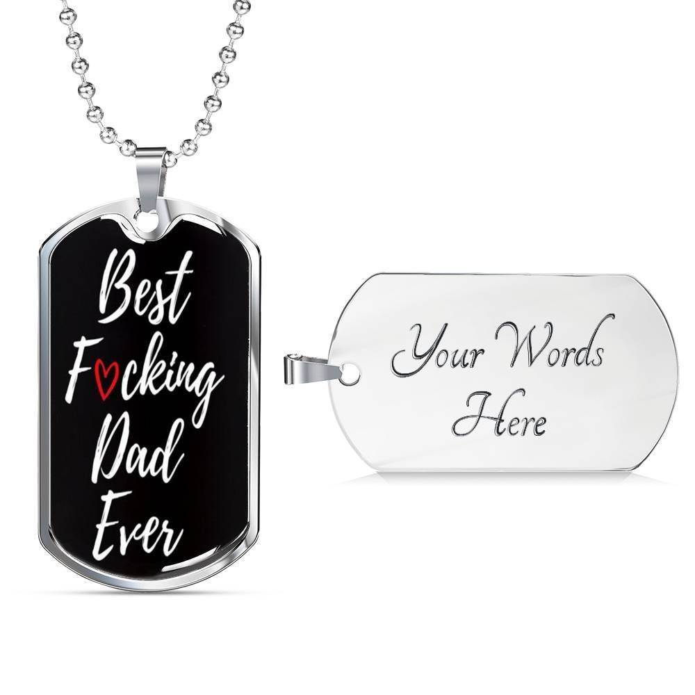 Dad Dog Tag Custom Picture Father’S Day, Best Dad Ever Black Dog Tag Necklace For Dad Father's Day Rakva