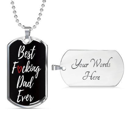 Dad Dog Tag Custom Picture Father’S Day, Best Dad Ever Black Dog Tag Necklace For Dad Father's Day Rakva
