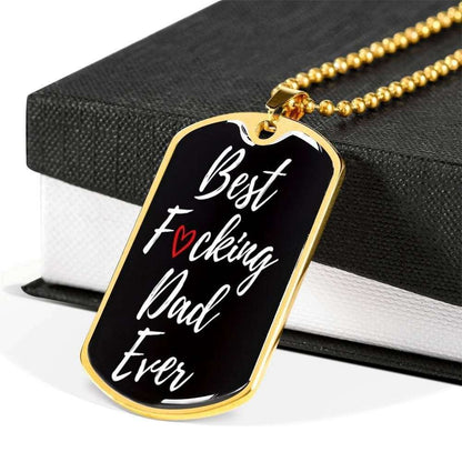 Dad Dog Tag Custom Picture Father’S Day, Best Dad Ever Black Dog Tag Necklace For Dad Father's Day Rakva