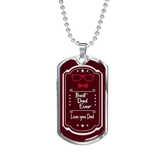 Dad Dog Tag Custom Picture Father’S Day, Best Dad Ever Burgundy Dog Tag Necklace Gift For Dad Father's Day Rakva