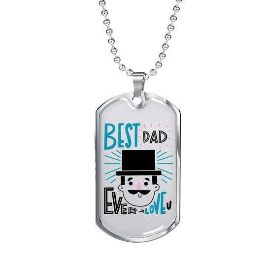 Dad Dog Tag Custom Picture Father’S Day, Best Dad Ever Funny Daddy Cartoon Dog Tag Necklace Gift For Dad Father's Day Rakva