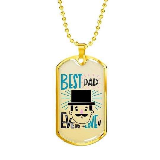 Dad Dog Tag Custom Picture Father’S Day, Best Dad Ever Funny Daddy Cartoon Dog Tag Necklace Gift For Dad Father's Day Rakva
