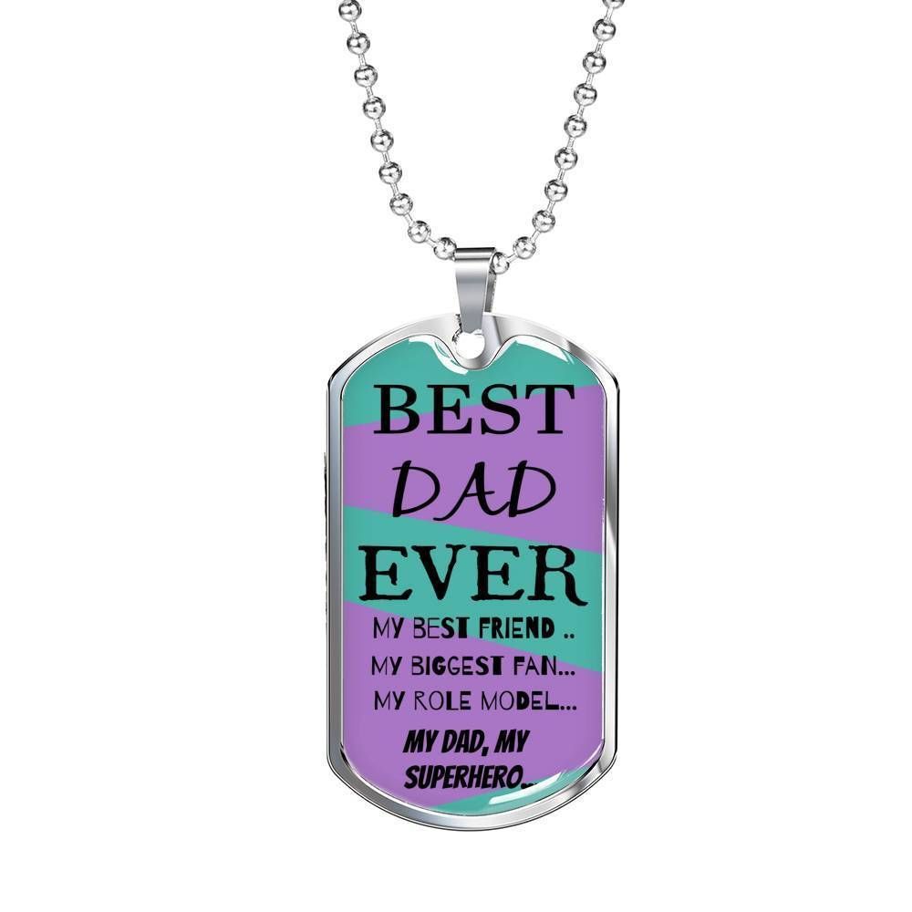 Dad Dog Tag Custom Picture Father’S Day, Best Dad Ever My Hero Dog Tag Necklace Gift For Daddy Father's Day Rakva