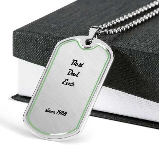 Dad Dog Tag Custom Picture Father’S Day, Best Dad Ever Since 1988 Dog Tag Necklace Gift For Dad Father's Day Rakva