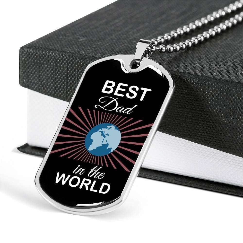 Dad Dog Tag Custom Picture Father’S Day, Best Dad In The World Dog Tag Necklace Gift For Men Father's Day Rakva