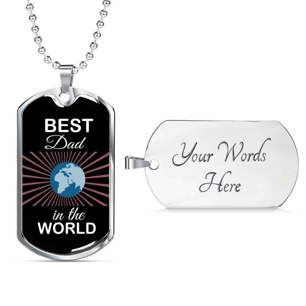 Dad Dog Tag Custom Picture Father’S Day, Best Dad In The World Dog Tag Necklace Gift For Men Father's Day Rakva