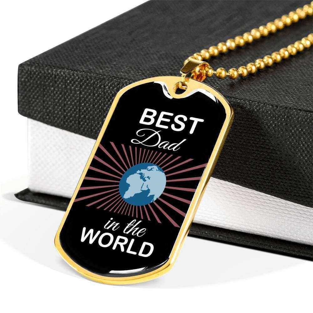 Dad Dog Tag Custom Picture Father’S Day, Best Dad In The World Dog Tag Necklace Gift For Men Father's Day Rakva