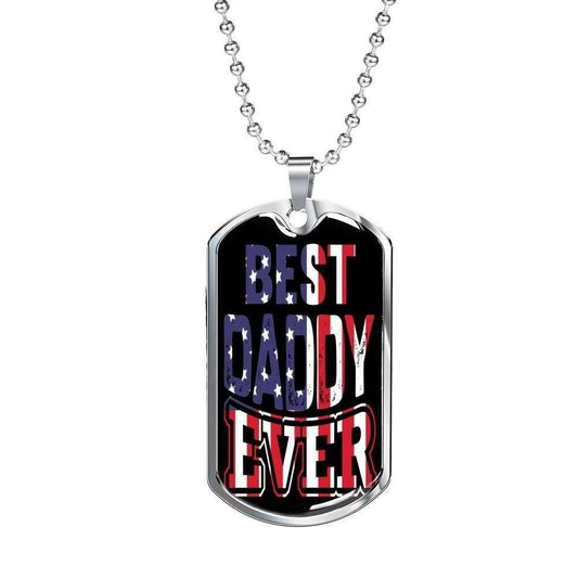 Dad Dog Tag Custom Picture Father’S Day, Best Daddy Ever With Us Flag Dog Tag Necklace Father's Day Rakva