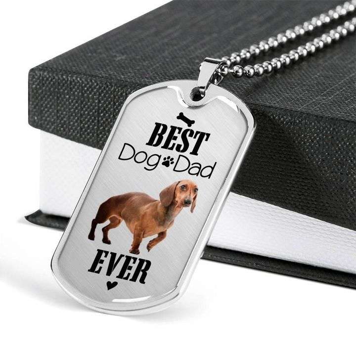 Dad Dog Tag Custom Picture Father’S Day, Best Dog Dad Ever Dog Tag Necklace Gift For Dad Father's Day Rakva