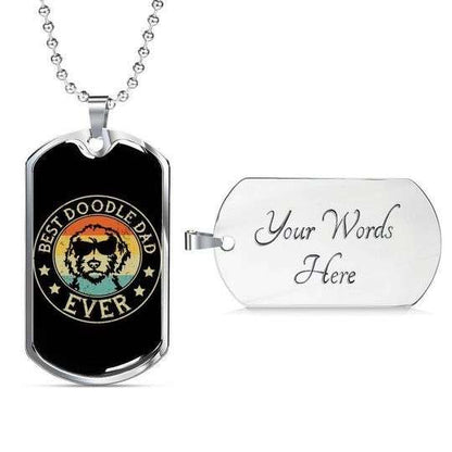Dad Dog Tag Custom Picture Father’S Day, Best Doodle Dad Ever Dog Tag Necklace Gift For Dad Father's Day Rakva