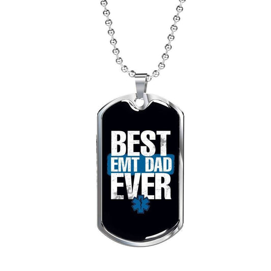 Dad Dog Tag Custom Picture Father’S Day, Best Emt Dad Ever Dog Tag Necklace For Dad Father's Day Rakva