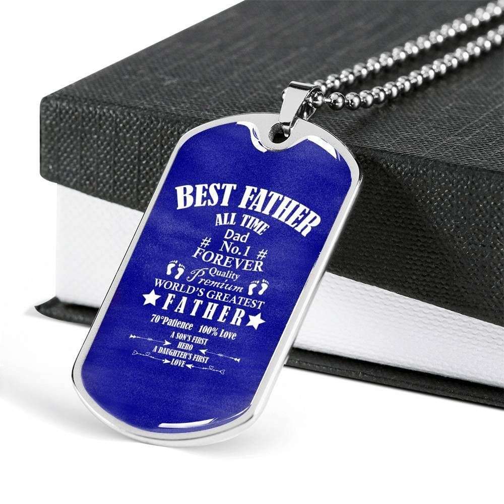 Dad Dog Tag Custom Picture Father’S Day, Best Father All Time Dad Forever Dog Tag Necklace For Dad Father's Day Rakva