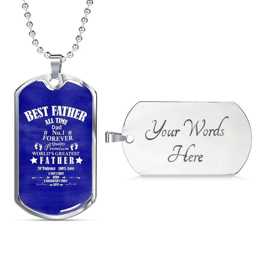 Dad Dog Tag Custom Picture Father’S Day, Best Father All Time Dad Forever Dog Tag Necklace For Dad Father's Day Rakva