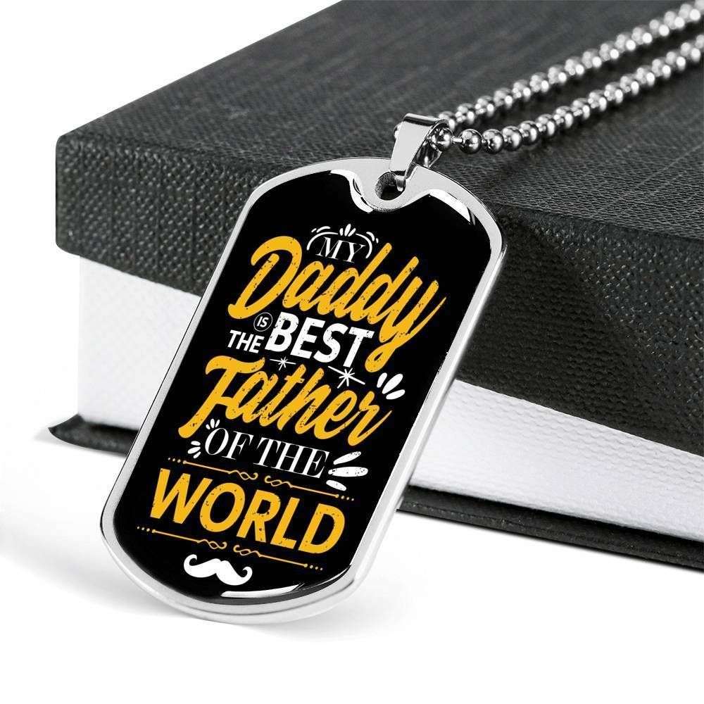 Dad Dog Tag Custom Picture Father’S Day, Best Father Of The World Dog Tag Necklace Gift For Men Father's Day Rakva