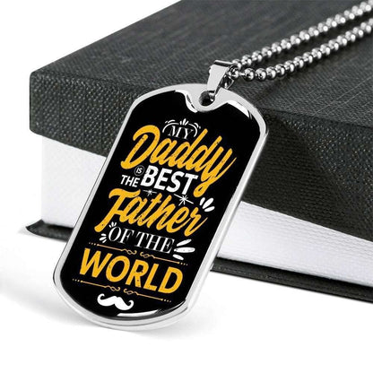 Dad Dog Tag Custom Picture Father’S Day, Best Father Of The World Dog Tag Necklace Gift For Men Father's Day Rakva