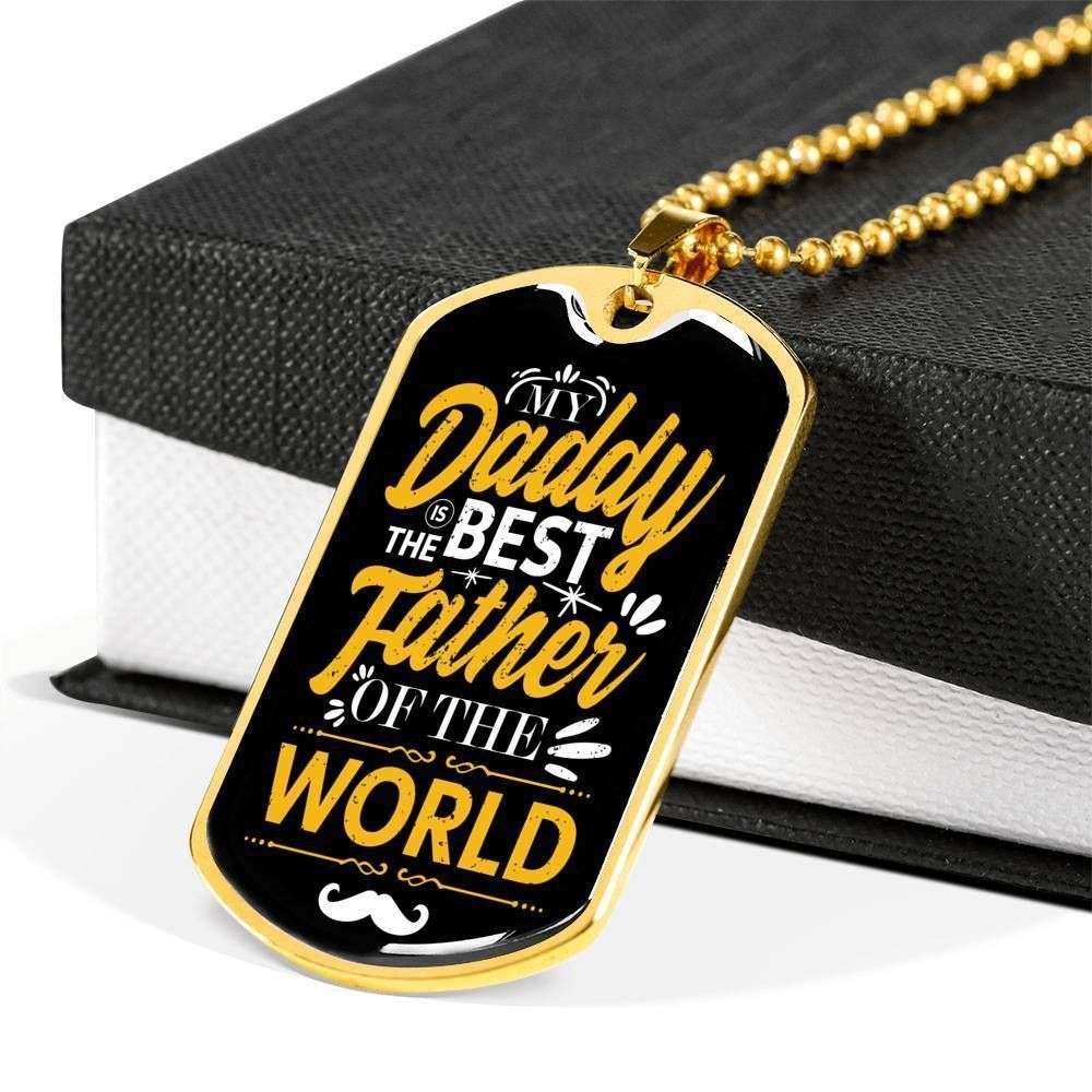 Dad Dog Tag Custom Picture Father’S Day, Best Father Of The World Dog Tag Necklace Gift For Men Father's Day Rakva