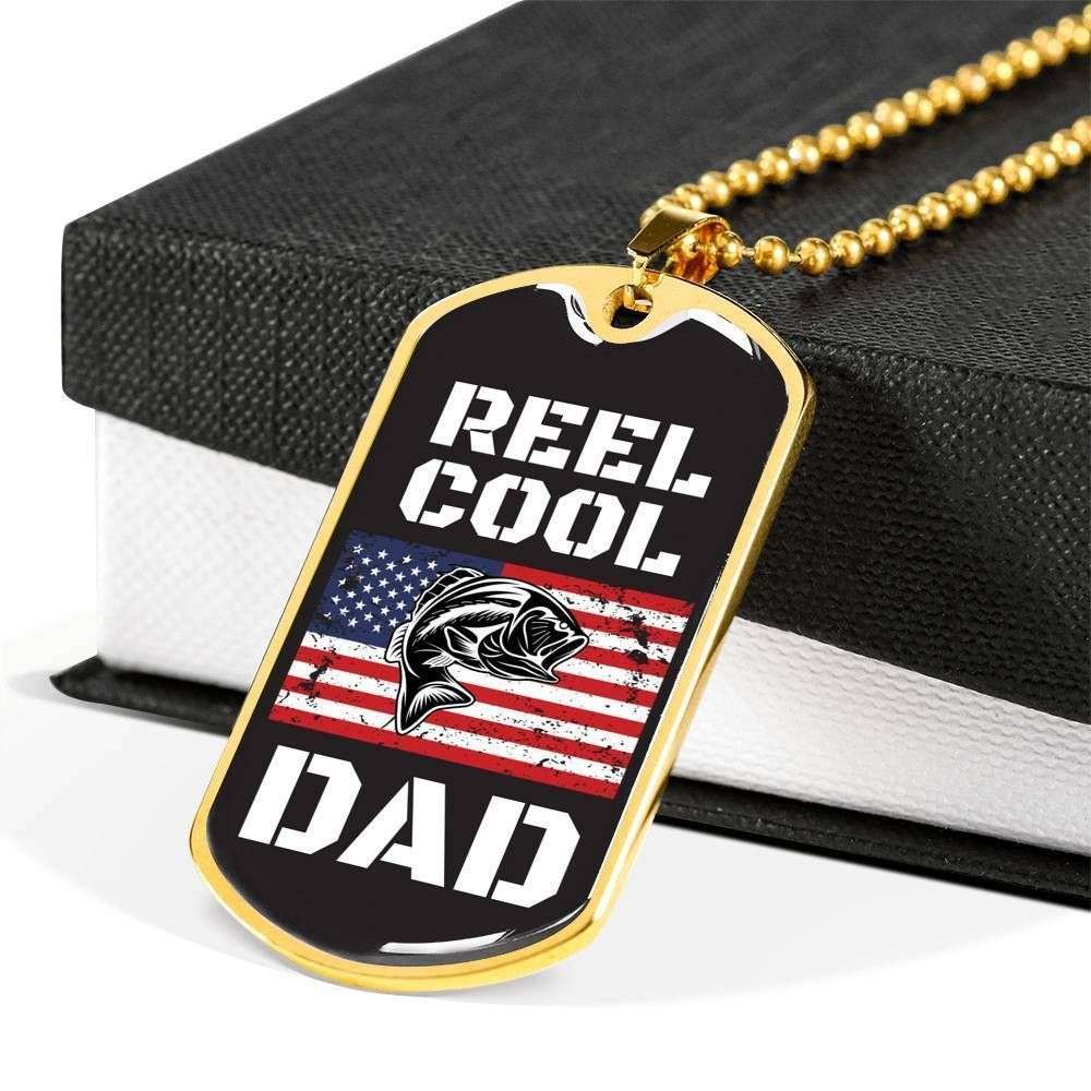 Dad Dog Tag Custom Picture Father’S Day, Best Gift For A Reel Cool Dad Military Chain Dog Tag Necklace Father's Day Rakva