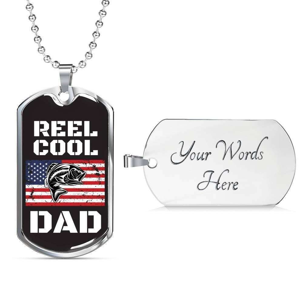 Dad Dog Tag Custom Picture Father’S Day, Best Gift For A Reel Cool Dad Military Chain Dog Tag Necklace Father's Day Rakva